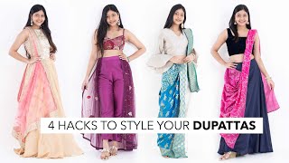 4 Dupatta Hacks To Transform Your Indianwear  Lehenga Dupattas Silk Dupattas [upl. by Haissem]