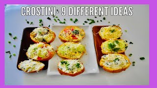 Crostini  Italian Crostini Recipe  9 Different Idea [upl. by Hnahk]