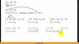 Metoda podstawiania  Rozwiąż układ równań  Matfiz24pl [upl. by Teik]