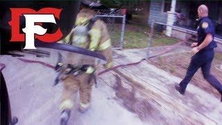 Firefighters Rescue Victim from Burning Home [upl. by Attirehs237]