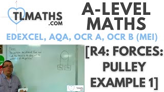 ALevel Maths R406 Forces Pulley Example 1 [upl. by Llenod234]