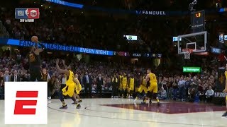 Full sequence LeBron James blocks Victor Oladipo hits gamewinning 3 in Game 5 vs Pacers  ESPN [upl. by Leerzej374]