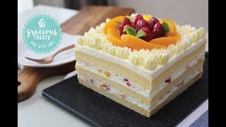 Cotton Soft Vanilla Sponge Peach Cake [upl. by Strauss155]