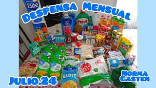 ✅DESPENSA MENSUAL 🛒 JULIO24 despensamensual [upl. by Sirotek]