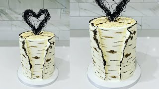 Cake decorating tutorials  buttercream birch FAULT LINE CAKE  Sugarella Sweets [upl. by Ellehcil]