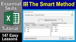 514 Change Excel Chart Source Data using the Select Data Source dialog [upl. by Ayar780]