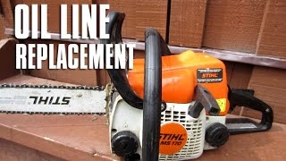 STIHL Chainsaw MS180170  017018 Oil Line Replacement [upl. by Lenz]