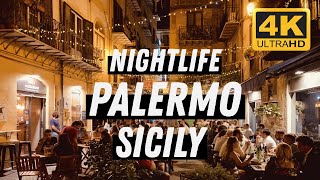 Palermo  Sicily  Italy I 4K I Nightlife Walking Tour [upl. by Nomor]