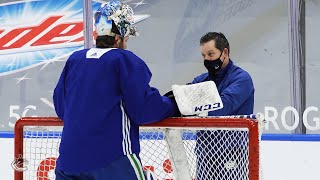 Thatcher Demko and Braden Holtby With Goaltending Coach Ian Clark [upl. by Zosima429]