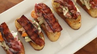 BLT Crostini Recipe Appetizer  KIN EATS [upl. by Deegan52]