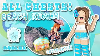 ALL CHEST LOCATIONS in Beach House Realm  FREE SLEEVES amp PUPPY EARS  Royale High Underwater Chest [upl. by Althea]