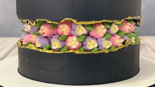 Fault Line Cake  Russian tip Flowers [upl. by Feinleib212]