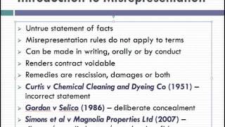 Misrepresentation Lecture 1 of 4 [upl. by Rafael]