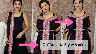 How To Wear Dupatta As Jacket  Easy DIY Using Safety Pins [upl. by Ayo]