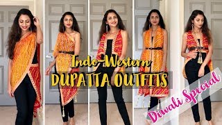 How to Wear a DUPATTA in different ways  Last Minute Dupatta Hacks for DIWALI  Himani Aggarwal [upl. by Alit]