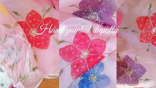 Hand Painted Design Dupatta ✨ Beautiful Dupatta Design 🌸 [upl. by Joey268]